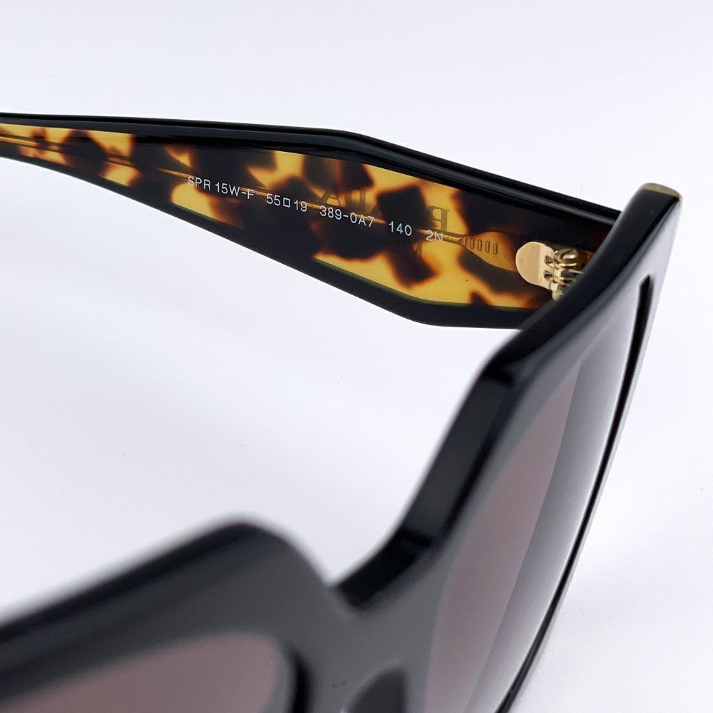 NEW Prada PR15WS 3890A7 Black Tortoise Dark Gray Gradient Square Women Sunglasse - Picture 9 of 9